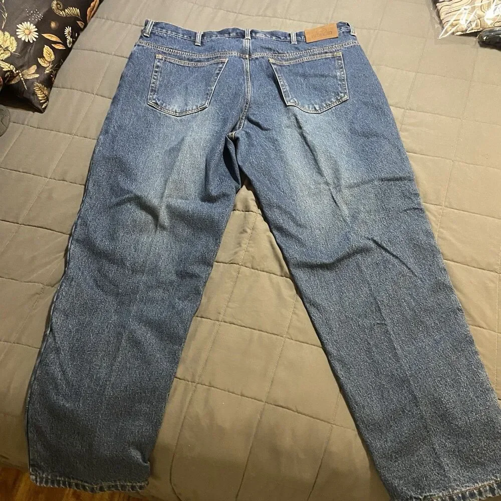 Men's Insulated Blue Jeans Heavy Denim Flannel RedHead 44x32 Work Jeans - Picture 2 of 5